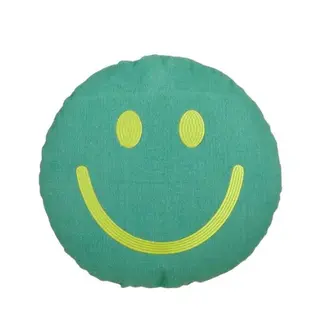 Mica Decorations Kussen smiley groen - Ø45cm