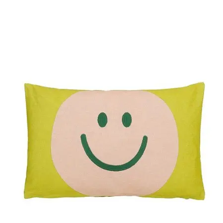 Mica Decorations Kussen smiley groen - 55x35cm