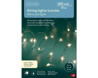 Micro Led draadverlichting zilver Twinkle - 180 lampjes Warm Wit - afbeelding 1