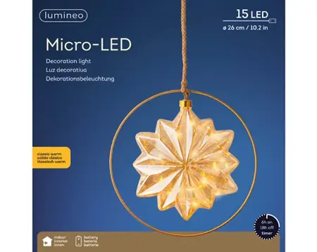 Micro Led Ster H26cm Amber Kerstverlichting - afbeelding 3