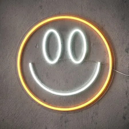 Wandlamp Neon Smiley Geel Wit