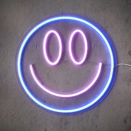 Wandlamp Neon Smiley Blauw Roze