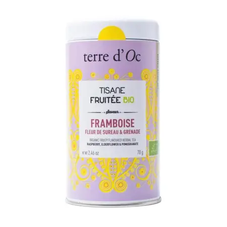 Terre d'Oc Bio Kruidenthee Raspberry, elderflower, Pomegranate - 60g - afbeelding 1