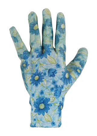 Tuinhandschoenen Nitrile Blauw Gebloemd - maat S - afbeelding 1