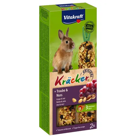 Vitakraft Kracker Dwergkonijn Druif/Noot 2in1 - 2 stuks