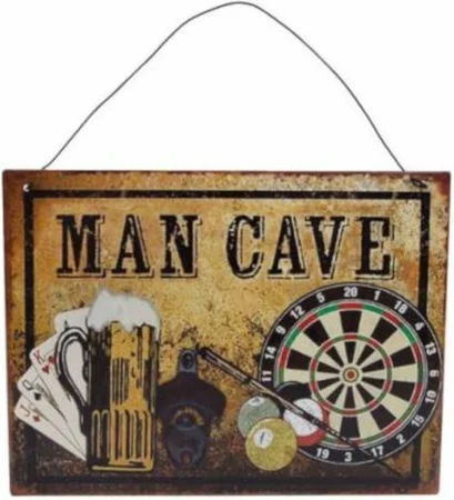 Wandversiering Metaal Man Cave 20x15 cm