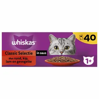 Whiskas - Kattenvoer Classic Selectie In Saus Maaltijdzakjes Multipack 40x85g - afbeelding 1