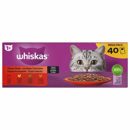 Whiskas - Kattenvoer Classic Selectie In Saus Maaltijdzakjes Multipack 40x85g - afbeelding 3