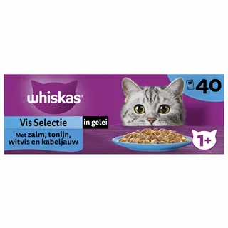 Whiskas - Kattenvoer Selectie In Gelei Maaltijdzakjes Multipack Vis 40x85g - afbeelding 1