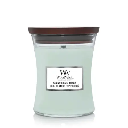 WoodWick Kaars Sagewood & Seagrass Medium - afbeelding 1