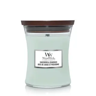 WoodWick Kaars Sagewood & Seagrass Medium - afbeelding 1