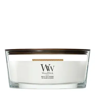 WoodWick kaars White Tea & Jasmine Ellipse