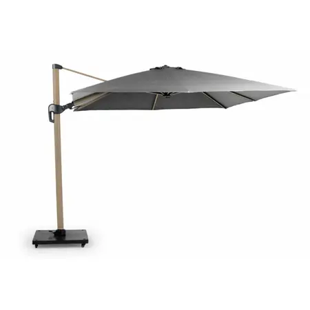 Zweefparasol Duraflex - Tierra Outdoor - 300 x 300 cm Lichtgrijs/Woodlook - Excl. Voet